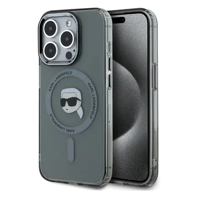 Karl Lagerfeld IML Karl Head Metal Frame MagSafe zadní kryt pro iPhone 15 Pro Max černý