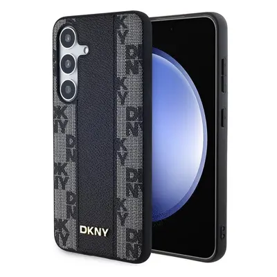 DKNY PU Leather Checkered Pattern Magsafe kryt Samsung Galaxy S24+ černý