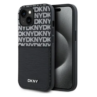 DKNY PU Leather Repeat Pattern Card Pocket kryt iPhone 15 černý