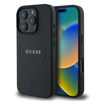 Guess PU Grained Classic Logo MagSafe kryt iPhone 16 Pro černý