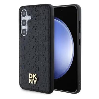 DKNY PU Leather Repeat Pattern Stack Logo Magsafe kryt Samsung Galaxy S24 černý