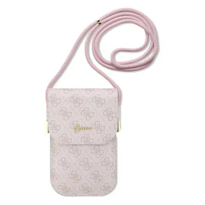 Guess PU 4G Metal Logo Script Phone Bag růžový