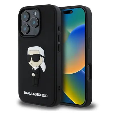 Karl Lagerfeld 3D Rubber Ikonik kryt pro iPhone 16 Pro Max černý