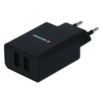 SWISSTEN SÍŤOVÝ ADAPTÉR SMART IC 2x USB 2,1A POWER Černá