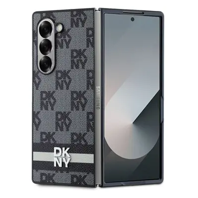 DKNY PU Leather Checkered Pattern and Stripe kryt Samsung Galaxy Z Fold6 černý