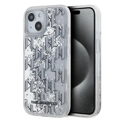 Karl Lagerfeld Liquid Glitter Monogram Gradient zadní kryt iPhone 14 bílý