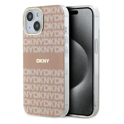 DKNY PC/TPU Repeat Pattern Tonal Stripe Magsafe kryt iPhone 14 růžový