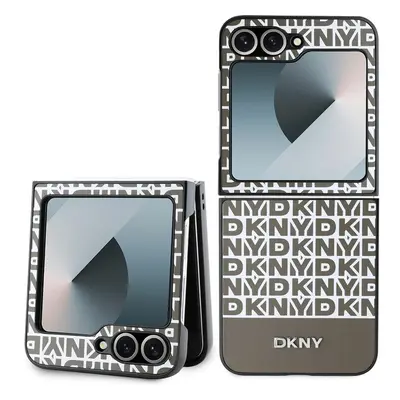 DKNY PU Leather Repeat Pattern Bottom Stripe kryt Samsung Galaxy Z Flip6 hnědý