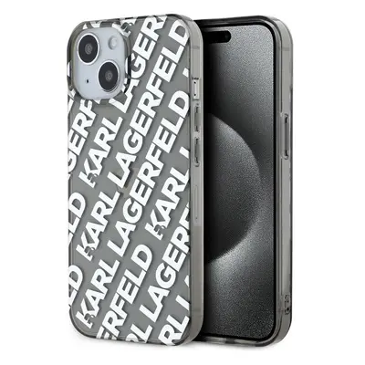 Karl Lagerfeld IML Electroplated Repeated Logo zadní kryt iPhone 15 stříbrný