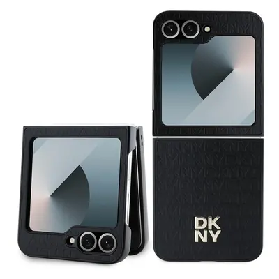 DKNY PU Leather Repeat Pattern Stack Logo kryt Samsung Galaxy Z Flip6 černý