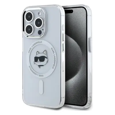 Karl Lagerfeld IML Choupette Head Metal Frame MagSafe zadní kryt pro iPhone 15 Pro Max čirý