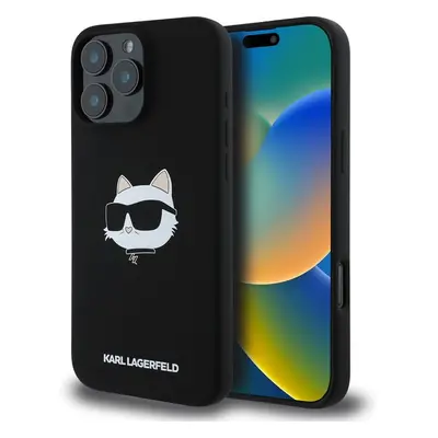 Karl Lagerfeld Liquid Silicone Choupette Head MagSafe kryt iPhone 16 Pro Max černý