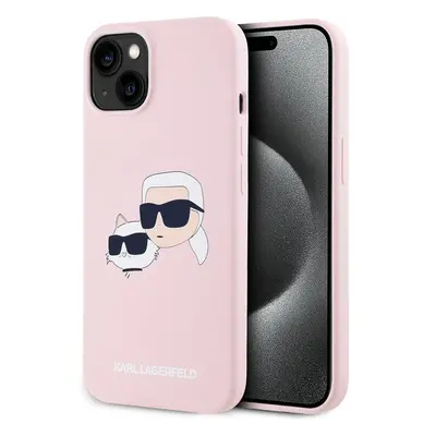 Karl Lagerfeld Liquid Silicone Double Heads Magsafe zadní kryt iPhone 14 růžový