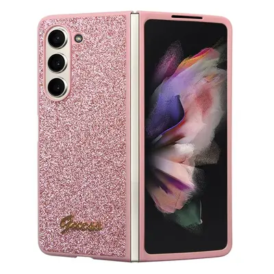 Guess PC/TPU Glitter Flakes Metal Logo kryt Samsung Galaxy Z Fold5 růžový