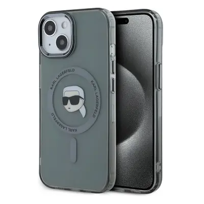 Karl Lagerfeld IML Karl Head Metal Frame MagSafe zadní kryt iPhone 15 černý