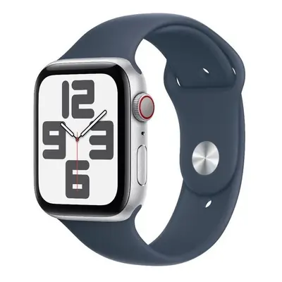 Apple Watch SE (2023) Cellular 44mm sportovní silikonový řemínek bouřkově modrý M/L Stříbrná