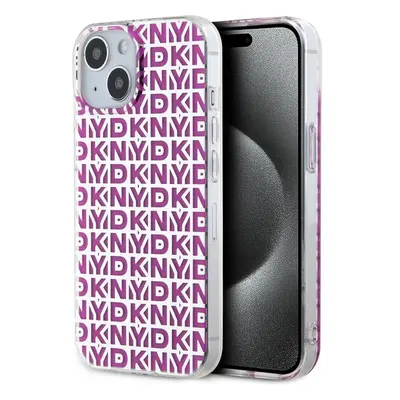 DKNY PC/TPU Repeat Pattern kryt iPhone 15 růžový