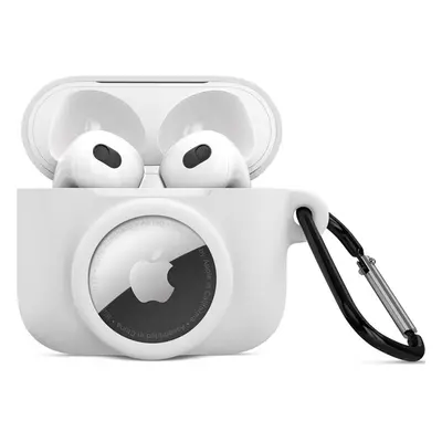 iWant AirPods 3.generace silikonové pouzdro s Airtag kapsou bílé