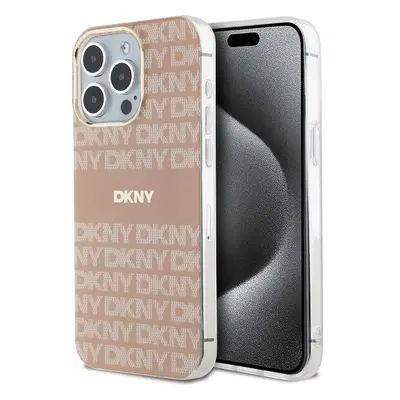 DKNY PC/TPU Repeat Pattern Tonal Stripe Magsafe kryt iPhone 15 Pro Max růžový