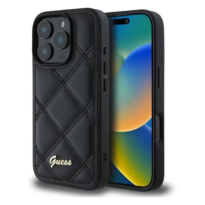 Guess PU Leather Quilted kryt pro iPhone 16 Pro černý