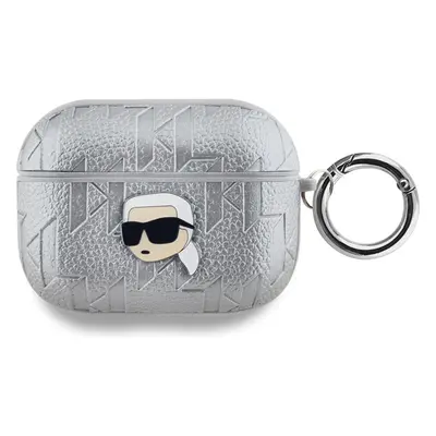 Karl Lagerfeld PU Embossed Karl Head pouzdro AirPods Pro stříbrné