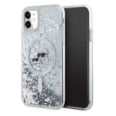 Karl Lagerfeld Liquid Glitter Karl and Choupette Heads Magsafe zadní kryt iPhone 11 čirý