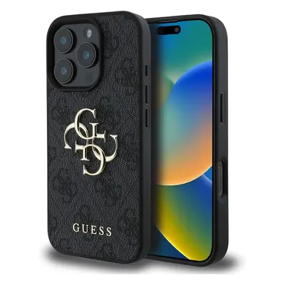 Guess PU 4G Metal Logo kryt pro iPhone 16 Pro šedý