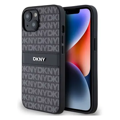 DKNY PU Leather Repeat Pattern Tonal Stripe kryt iPhone 14 černý