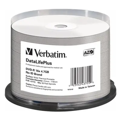 VERBATIM DVD-R(50 ks)/Spindle/16X/4.7GB/DataLife Plus Wide Thermal Professional No ID Brand