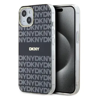 DKNY PC/TPU Repeat Pattern Tonal Stripe Magsafe kryt iPhone 13 černý