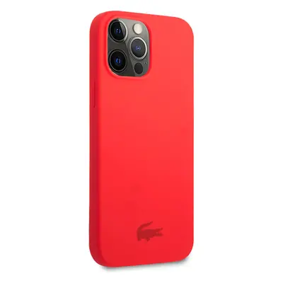 Lacoste Liquid Silicone Glossy Printing Logo Kryt pro iPhone 13 Pro Max Red