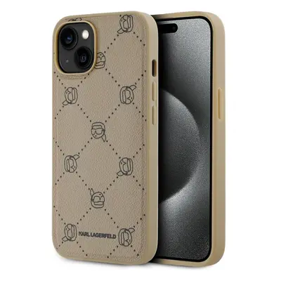 Karl Lagerfeld PU Karl Heads Pattern Magsafe zadní kryt iPhone 14 béžový