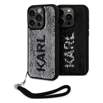 Karl Lagerfeld Sequins Reversible Kryt iPhone 15 Pro Max černý/stříbrný