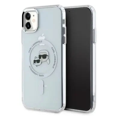 Karl Lagerfeld IML K&CH Heads Metal Frame MagSafe zadní kryt pro iPhone 11 čirý