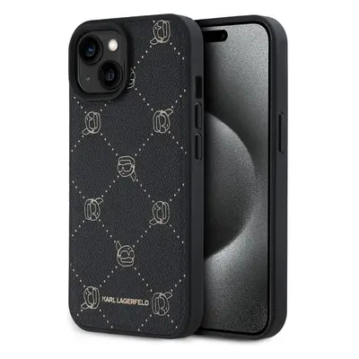 Karl Lagerfeld PU Karl Heads Pattern Magsafe zadní kryt iPhone 15 černý