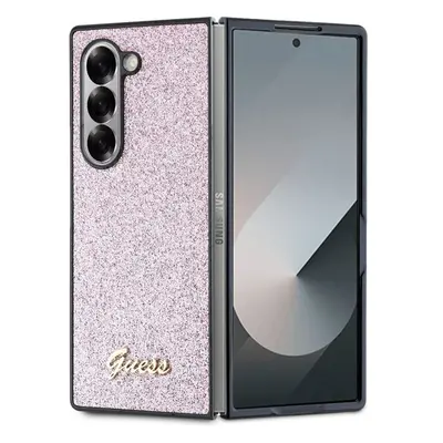 Guess PC/TPU Glitter Flakes Metal Logo kryt Samsung Galaxy Z Fold 6 růžový