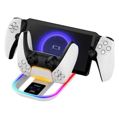 iPega P5P11 Charger Dock s RGB 2v1 Playstation Portal Remote Player a PS5 Ovladač White Bílá