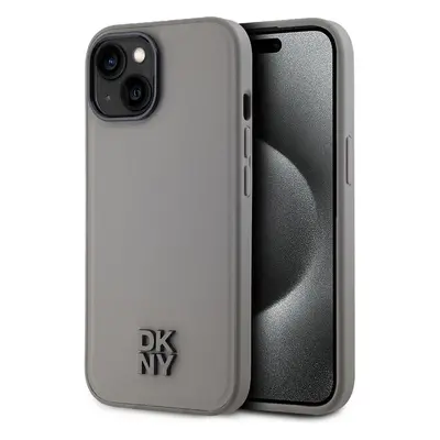 DKNY PU Leather Stack Logo Magsafe kryt iPhone 15 šedý