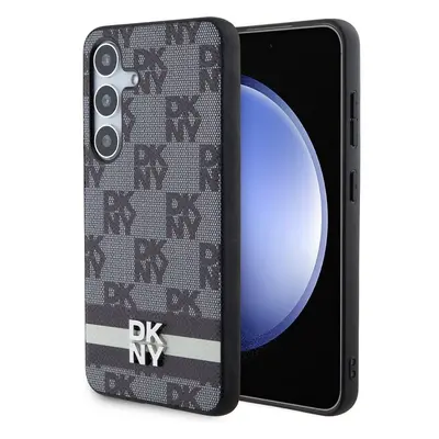 DKNY PU Leather Checkered Pattern and Stripe kryt Samsung Galaxy S24+ černý