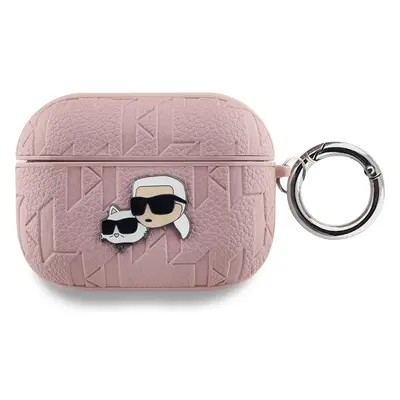 Karl Lagerfeld PU Embossed Karl and Choupette Heads pouzdro AirPods Pro růžové