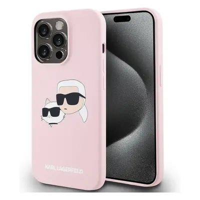 Karl Lagerfeld Liquid Silicone Double Heads Magsafe zadní kryt iPhone 14 Pro Max růžový