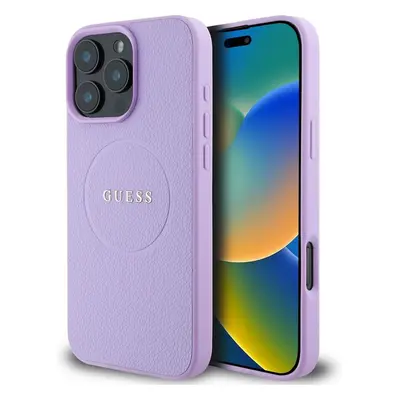 Guess PU Grained Classic Logo MagSafe kryt iPhone 16 Pro Max fialový