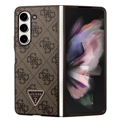 Guess 4G PU Leather Triangle kryt Samsung Galaxy Z Fold5 hnědý