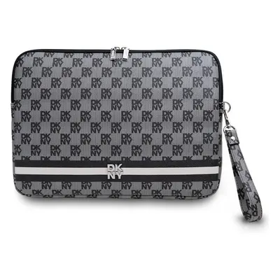 DKNY PU Leather Checkered Pattern and Stripe pouzdro na notebook 13/14" černé