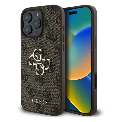 Guess PU 4G Metal Logo kryt pro iPhone 16 Pro Max hnědý