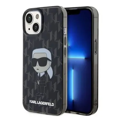 Karl Lagerfeld Monogram Ikonik zadní kryt pro iPhone 15 černý