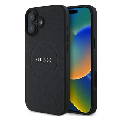 Guess PU Grained Classic Logo MagSafe kryt iPhone 16 Plus černý