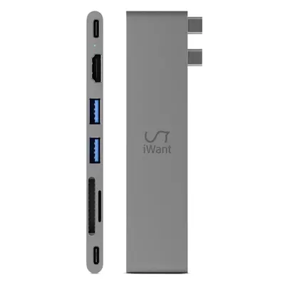 iWant 7v1 Pro Hub 8K s USB-C vesmírně šedý Šedá