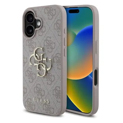 Guess PU 4G Metal Logo kryt pro iPhone 16 růžový