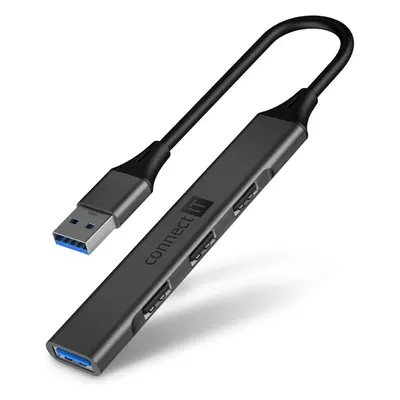 CONNECT IT USB-A hub, (1xUSB-A 3.0, 3xUSB-A 2.0), externí antracitový CHU-4050-AN